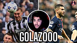 PSG 14 Newcastle • UEFA Champions League GOAL REACTIONS 🔥 Almiron Longstaff Burn Hernandez [upl. by Reinwald]