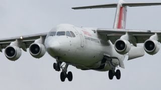 Swiss Avro RJ100 Approach and Landing at Airport BernBelp [upl. by Nahtanaj]