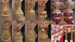 latest gold earrings 2022  gold jhumkas gold jewellery [upl. by Orth]