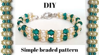 Elegant Beaded Bracelet  Diy Jewelry Making Tutorial [upl. by Anikat]