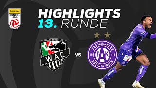 RZ Pellets WAC  FK Austria Wien 13 Runde ADMIRAL Bundesliga 202425 [upl. by Iznyl]