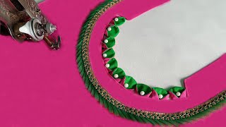 Simple and creative neck design for sewing lovers। Easy and Beautiful Round Neck Design [upl. by Zetta]