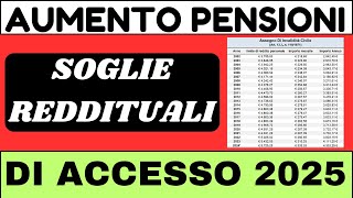 AUMENTO PENSIONI ➡ SOGLIE REDDITUALI DI ACCESSO [upl. by Lekar]