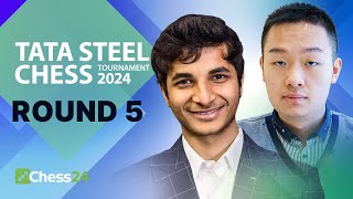 Watch Anish v Pragg Alireza Nodirbek Wei Yi amp Ian Hunt For The Lead  Tata Steel 2024 Rd 5 [upl. by Amsirhc837]