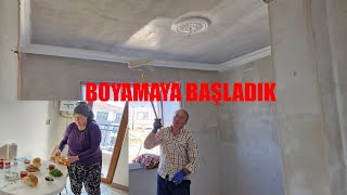 YENİ EVİMİZİN İÇ BOYASINA TAVANINDAN BAŞLADIDIK [upl. by Corydon]