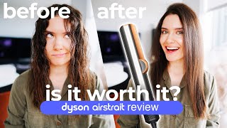 Dyson Airstrait on Frizzy Hair  Hair Straightener Unboxing and First Impressions on Curly Hair [upl. by Akemot]