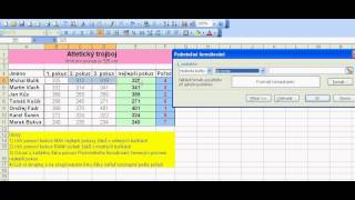 Podmíněné formátování v Excelu atletickytrojbojpodmform [upl. by Lateehs]