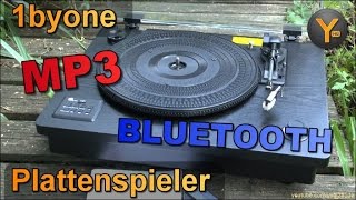 Review 1byone Plattenspieler mit MP3Export  Bluetooth  USB  4W Lautsprecher  Riemengetrieben [upl. by Oal887]