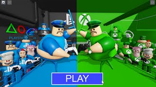 BARRY PLAYSTATION TEAM Vs BARRY XBOX TEAM in BARRYS PRISON RUN New Scary Obby Roblox [upl. by Cirederf727]