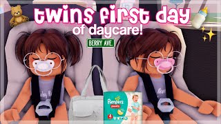 TWINS FIRST DAY OF DAYCARE  Roblox Berry Avenue Roleplay [upl. by Aerdma753]