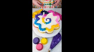 How to Create a Rainbow Swirl Cupcake Cake [upl. by Ahsatam197]