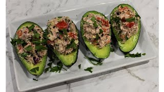 HEALTHY TUNA STUFFED AVOCADO  EASY LUNCH RECIPE [upl. by Bandler]