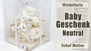 Windeltorte neutral 1103  DIY BabyGeschenk zur Geburt Babyparty  Diaper Cake Baby Shower Gift [upl. by Aisayn]