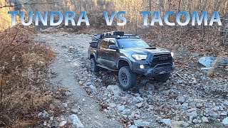 TOYOTA TUNDRA 4X4 VS TOYOTA TACOMA OFF ROAD  Uphill loose rock climbing challenge [upl. by Fredericka97]