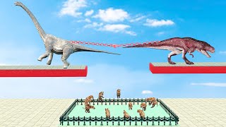 TUG of WAR  Titanosaurus vs T Rex  Herbivore vs Carnivore  Animal Revolt Battle Simulator [upl. by Cassella385]