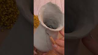 Making quotWoodenquot Vase from clay shorts clayvideos clay [upl. by Nyraf308]