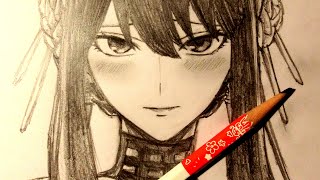 ASMR  Pencil Drawing 179  Yor Forger Request [upl. by Salbu]