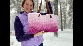 The Huggable Tote for 1 cake of Bernat Blanket Perfect Phasing yarn easy crochet tutorial [upl. by Ahsenit]