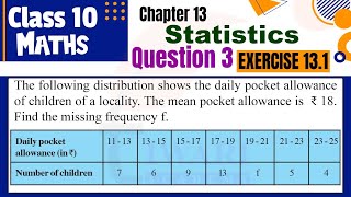 NCERT Solutions for Class 10 Maths Chapter 13 Exercise 131 Question 3 Statistics by Tiwari Sir [upl. by Naahsar931]