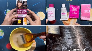 LOreal Paris Casting Crème Gloss 400 Dark Brown Hair Colour Review amp Demo [upl. by Rawdin472]