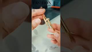 CZ Diamond Designer Gold Plated Stainless Steel Nail Bangle Bracelet For Women shortvideo jewelry [upl. by Cullan]