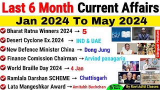 Last 6 Months Current Affairs 2024  Jan 2024 To May 2024  Important Current Affairs 2024 [upl. by Losse]