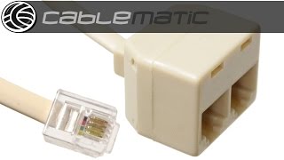 Prolongador de cable telefónico de 4 hilos con RJ11 con duplicador distribuido por CABLEMATIC ® [upl. by Montagna]