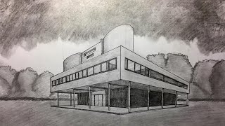 Villa Savoye  How to Draw Villa Savoye in Two Point Perspective [upl. by Nevear]