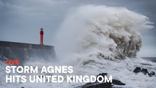 Storm Agnes Live  United Kingdom amp Ireland [upl. by Ilsel759]