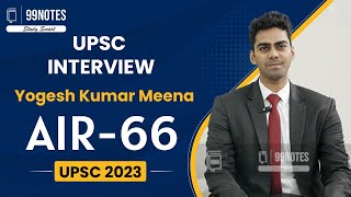 Yogesh Kumar Meena UPSC Topper 2023 Rank66  UPSC Mock Interview 2023  IAS Interview [upl. by Lavinia]