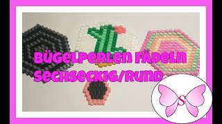 Anleitung Tutorial Bügelperlen Sechseckig  Rund Fädeln  Basteln mit Bügelperlen ohne Bügeln DIY [upl. by Ackerman581]