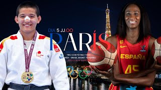 JUEGOS OLÍMPICOS PARIS 2024  DIA 5 Tiro Judo Baloncesto [upl. by Tidwell]