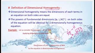 Define Dimensional Homogeneity  M305 Fluid Mechanics in Tamil [upl. by Lou]