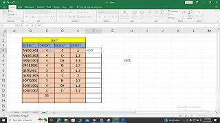 GPA calculator IN EXCEL [upl. by Onitnatsnoc352]