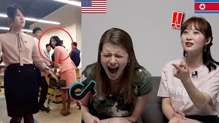 North Korean and American Reacts to Creepy North Korea TikToks [upl. by Ryder]