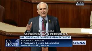 Sep 12 2024  Rep Doggett speaks out against EV battery restrictions [upl. by Boff]