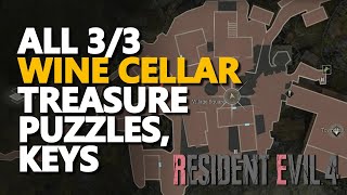 All Wine Cellar Treasure Puzzles Keys RE4 Remake [upl. by Orhtej]