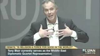 Christopher Hitchens vs Tony Blair Debate Is Religion A Force For Good In The World [upl. by Ahsenom]