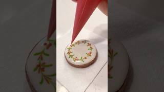 Wreath cookie christmascookies royalicing holidaycookies sugarcookies [upl. by Stila551]