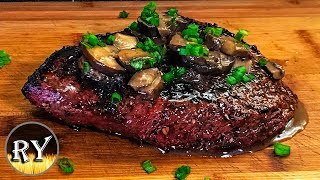 Grilled Flat Iron Steak With Mushroom Butter Sauce [upl. by Yenattirb]