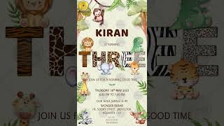 Jungle Wild One Safari Theme Birthday Invitation Video Digital Card To order Whatsapp 918879794909 [upl. by Pettifer888]