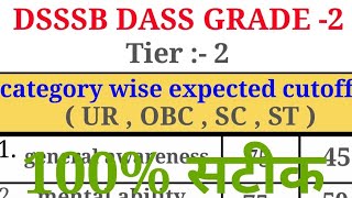 DSSSB  DASS GRADE  2 TIER  2  Category wise expected cutoff [upl. by Morry]