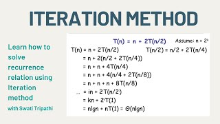 Iteration Method To Solve Recurrence Relation Data Structure and Algorithms [upl. by Noremac]