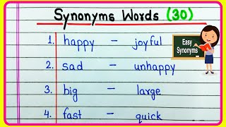 Synonyms words  30 Synonyms words in English  What is Synonym of  Common Synonym Words  Synonyms [upl. by Aistek]