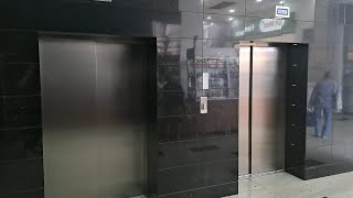 2x scenic 2008 ThyssenKrupp Latitude MRL Traction elevators  Oradea Plaza Oradea RO [upl. by Gytle]