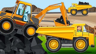 FarmWorks  Coal Mining with Excavators And Large Trucks  Funny Tractor Vehicles Farm [upl. by Orenid331]