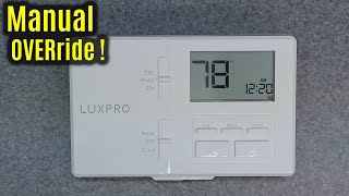 LUX Pro P711 LTX100E  Manual TEMP Override  Digital Thermostat [upl. by Ellirehs]