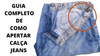 COMO APERTAR CALÇA JEANS NO CÓS COMO COLOCAR ELÁSTICO NO CÓS DE CALÇA JEANS COM BOTÃO [upl. by Aslehc271]