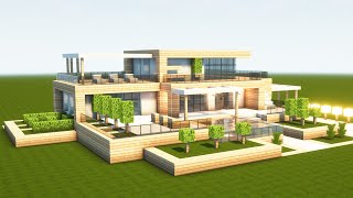 MODERNES HAUS mit POOL in MINECRAFT bauen TUTORIAL HAUS 300 [upl. by Iznek948]