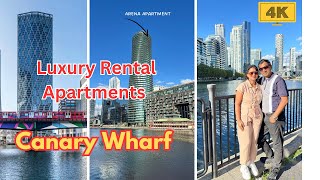 Luxury Canary Wharf Rental Apartments  South quay  Canary Wharf tour  London  Walking tour [upl. by Annairam]